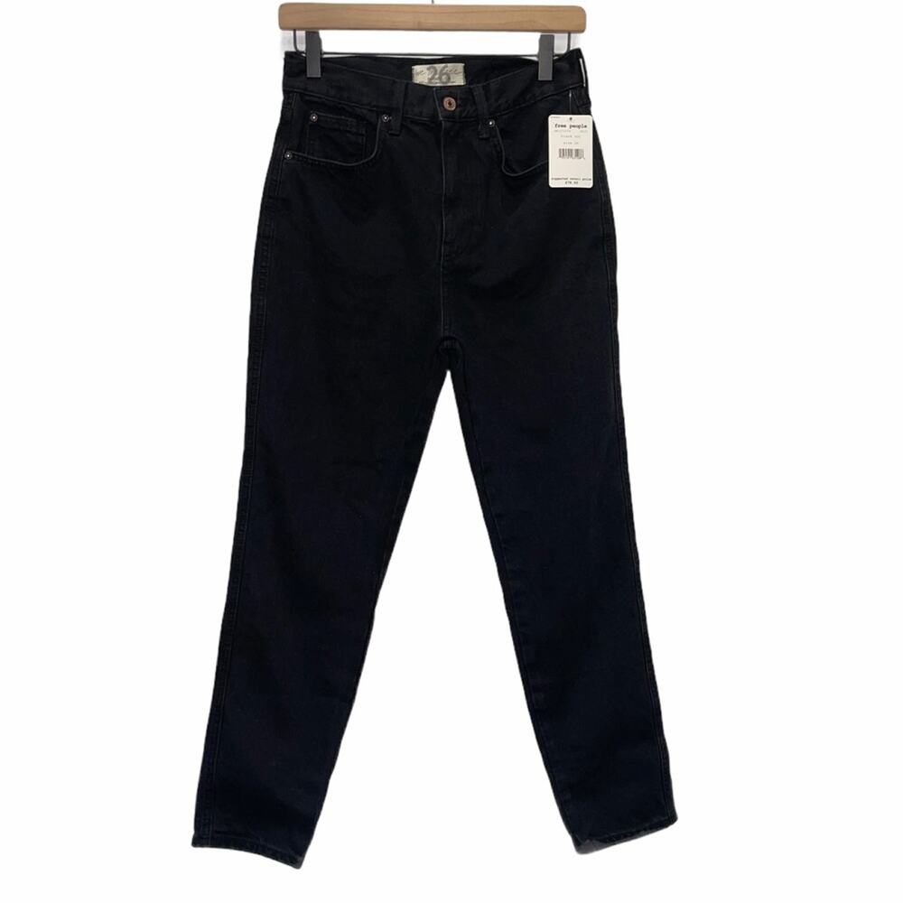 Free People Stove Pipe Jeans Black Cropped Size 26 NEW - Picture 2 of 10